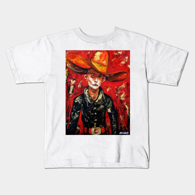 The cowboy at the red bar Kids T-Shirt by amoxes